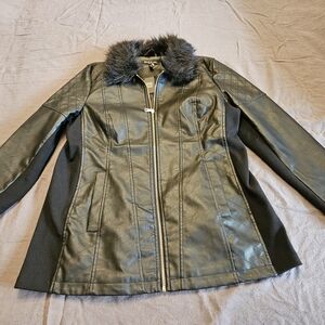 Baccini Black Vegan Leather Coat